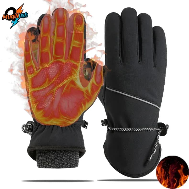 MuqiNush Winter Waterproof Cycling Gloves Thermal Fleece Lined Touchscreen Anti-Slip Palm for Men Women Motorcycle Riding
