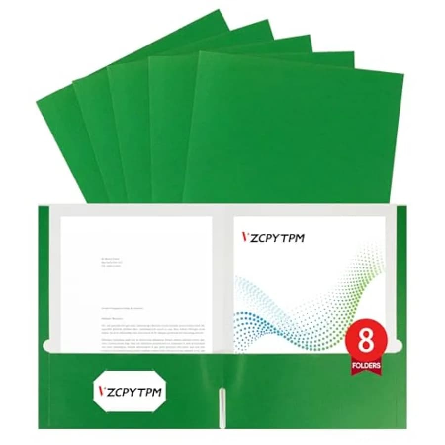 8 Packs Two Pocket File Folders, File Folder Letter Size, 8.5x11Inches File Folders for Office, School and Home, Organizer File