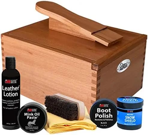 FOOTMATTERS Scatola Portaoggetti in Legno per Lucidatura Scarpe e Cura dei Calzature