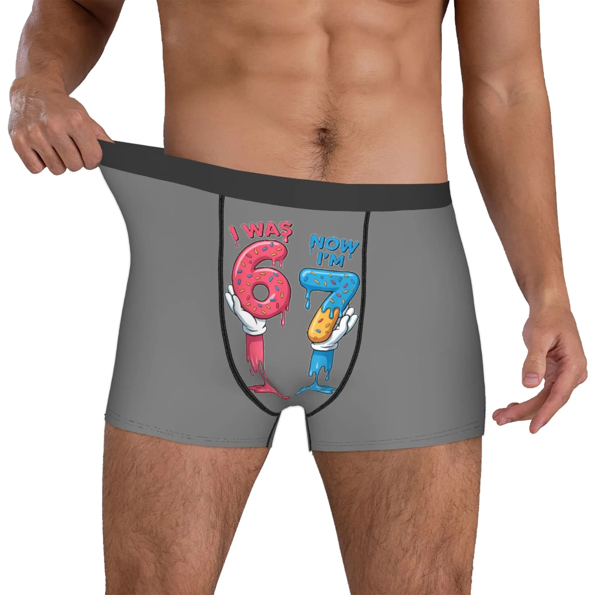 Customized Novelty Funny Sixty Seven Boxers Shorts Panties Male Underpants Breathable Briefs Underwear