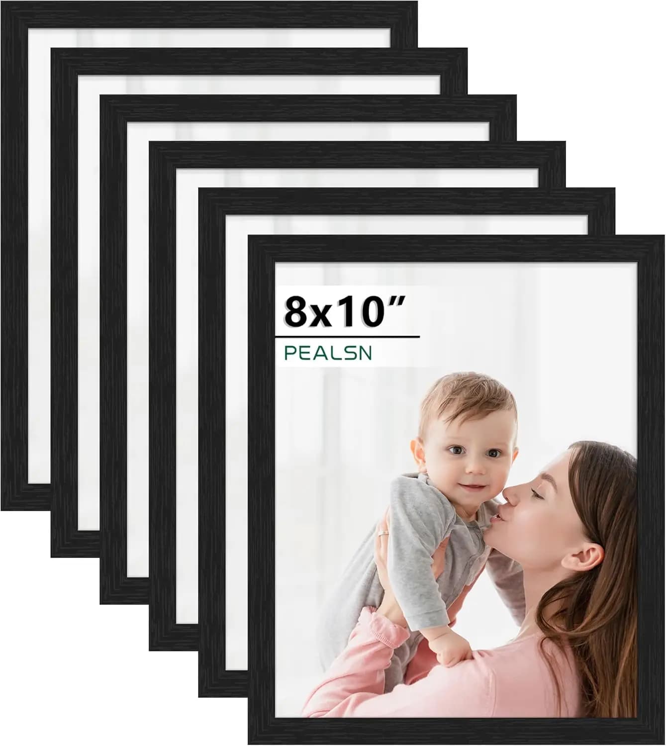 8x10 Picture Frame Set of 6, Black Picture Frames with HD Plexiglass,Wall Gallery Photo Frames for Wall Mounting or Tabletop Dis