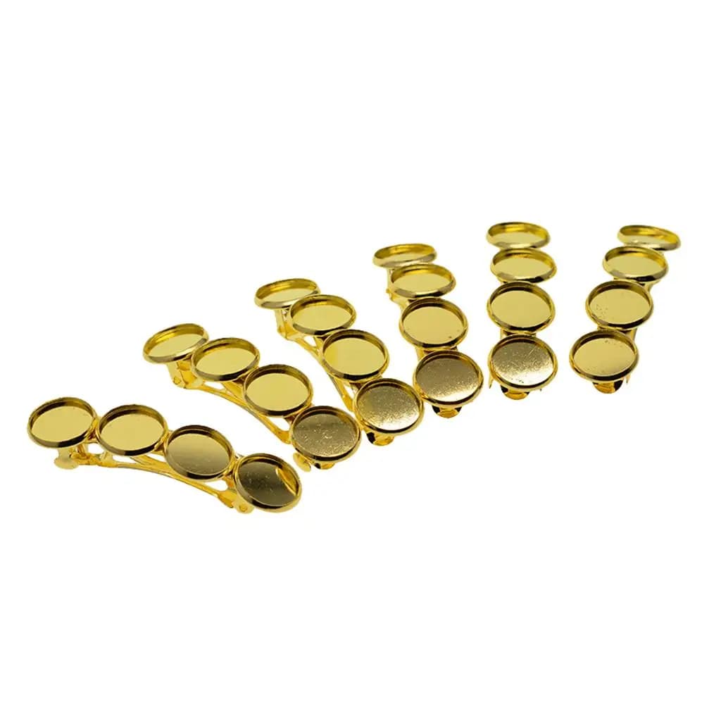6pcs metal French Barrette Hair Clips Hairpin Cabochon Blank