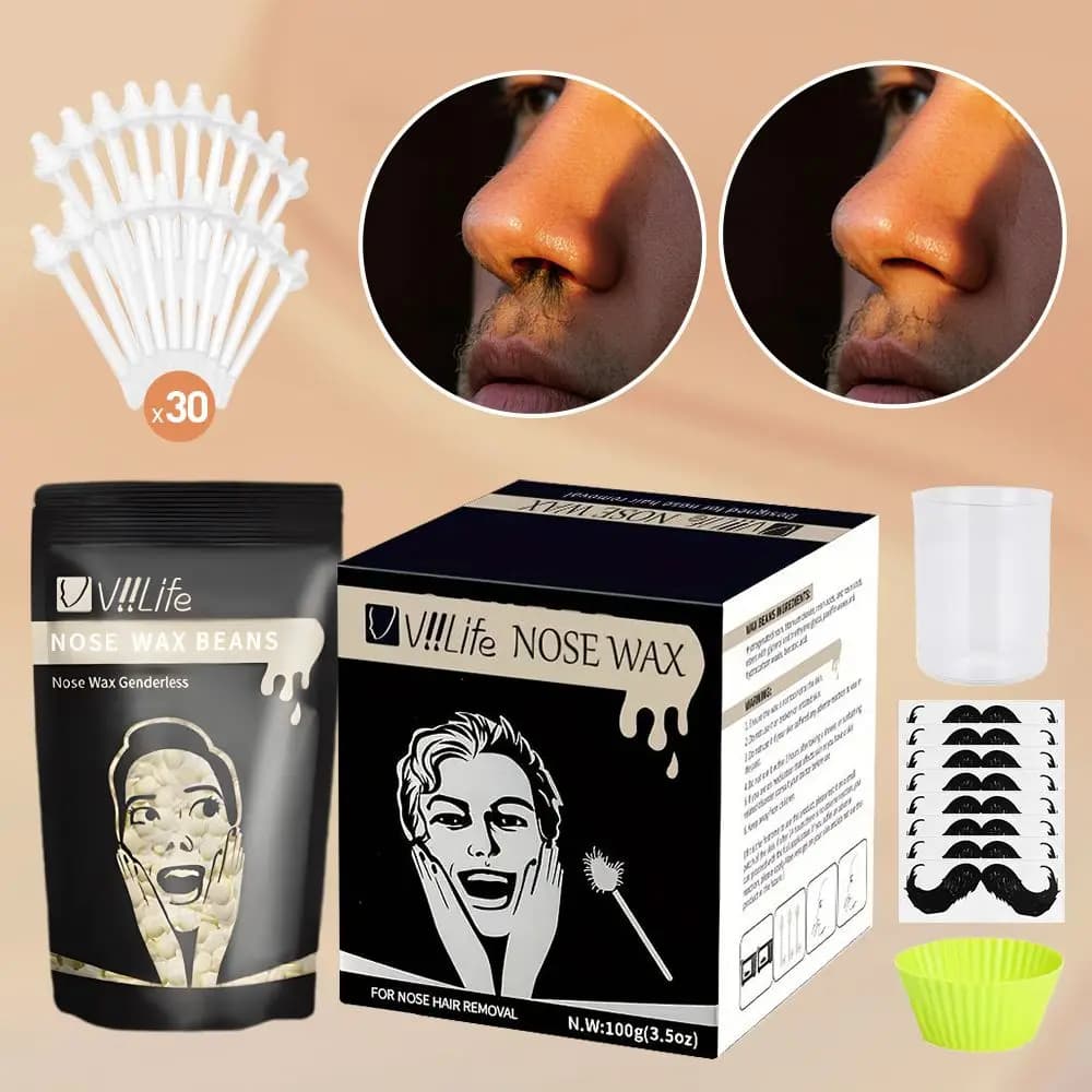 Portable Nose Hair Removal Wax Set Painless Nose Wax bean Kit Paper-Free Nose Hair Wax Beans Cleaning Wax Kit For Men & Women