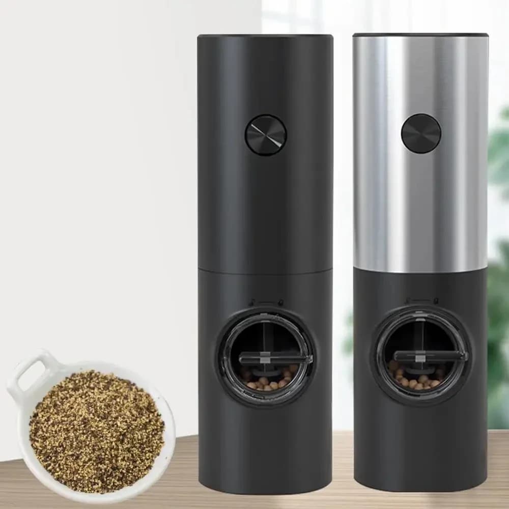 Set Macinapepe e Macinasale Elettrico Automatico Ricaricabile/a Batteria con Regolazione della Macinatura e Luce LED