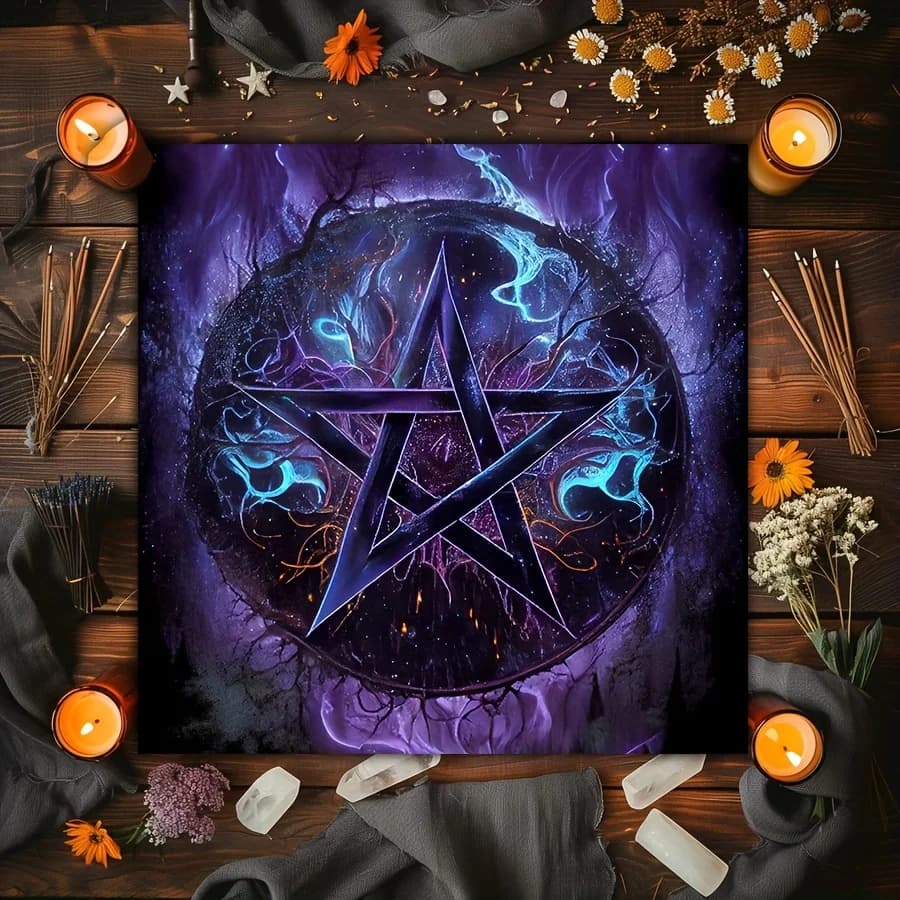 Tappetino per Carte dei Tarocchi Viola con Tripla Luna, Design Dea, Tovaglia per Altare delle Streghe, Panno per Divinazione, Tovaglia per Carte dei Tarocchi per la Casa