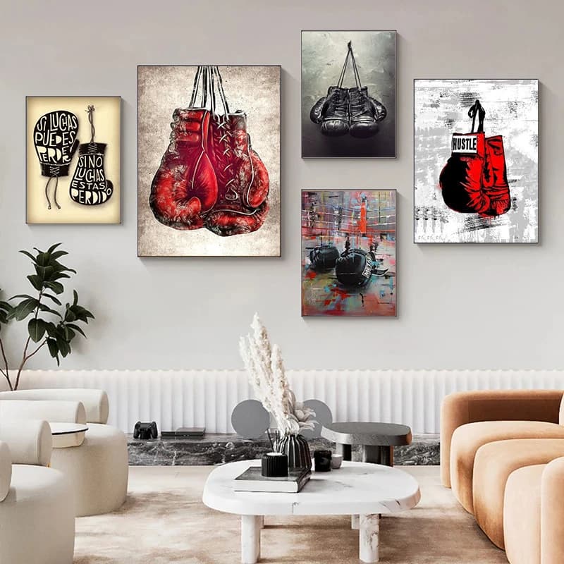 Pop Art Sports Room Boxing Gloves Canvas Painting Gym Inspiring Poster and Prints for Living Room Home Decoration Cuadros