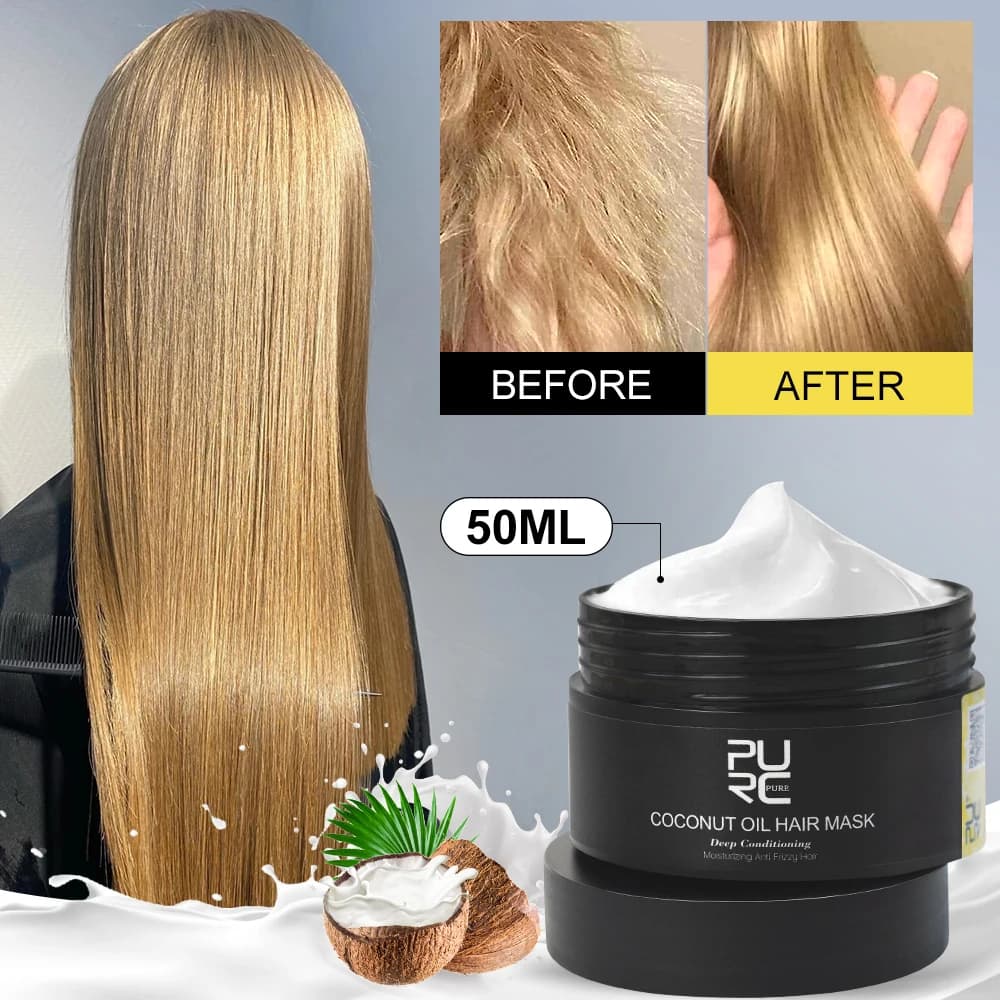 PURC Coconut Oil Magical Mask for Hair Treatment Keratin Repair Damaged Hairs Crespo Raddrizz Cream Levigating Hair Care Products