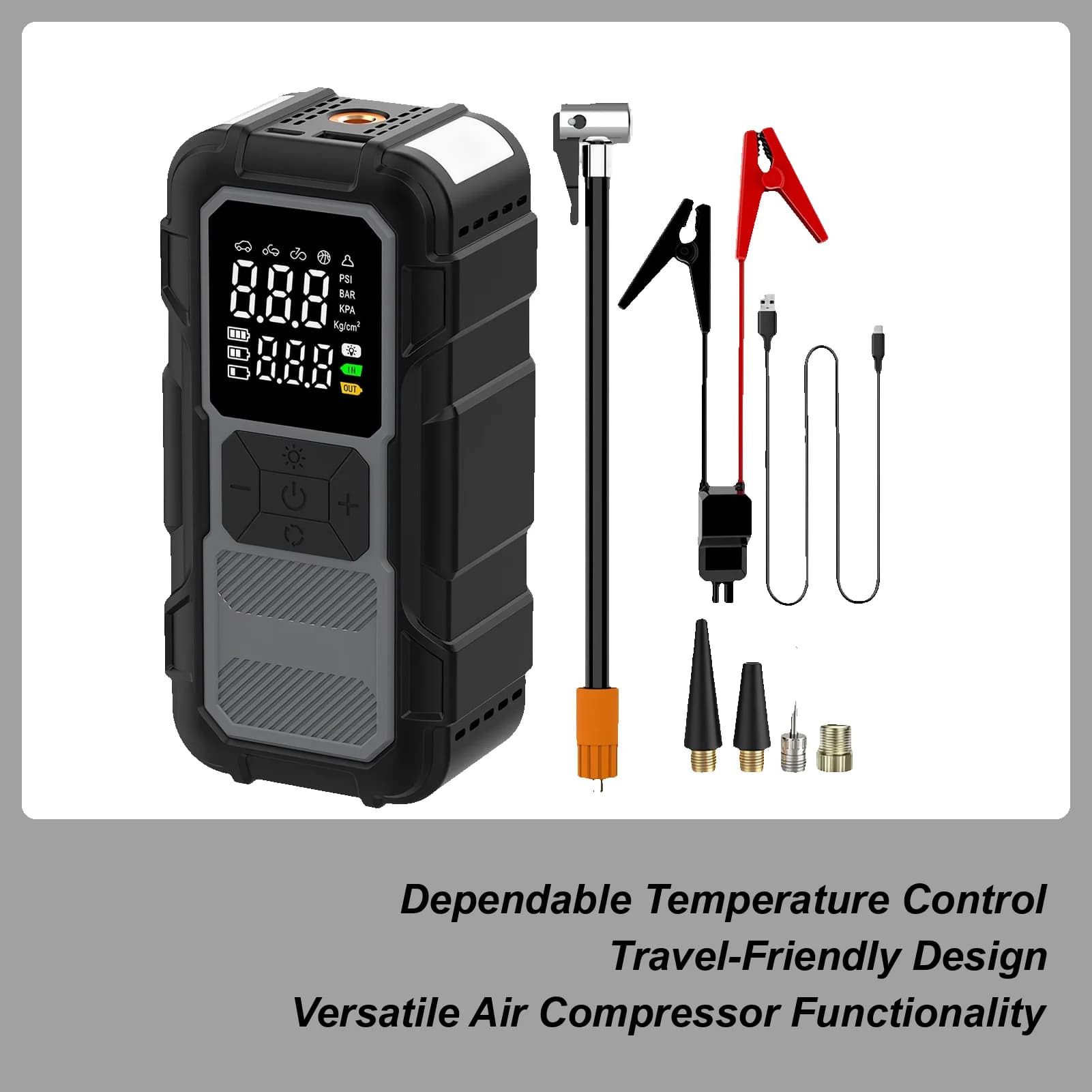 Avviatore di emergenza per auto Inverno freddo LED Power Bank Batteria per auto morta Avviatore di emergenza per gonfiare pneumatici Viaggi lunghi Strada urbana