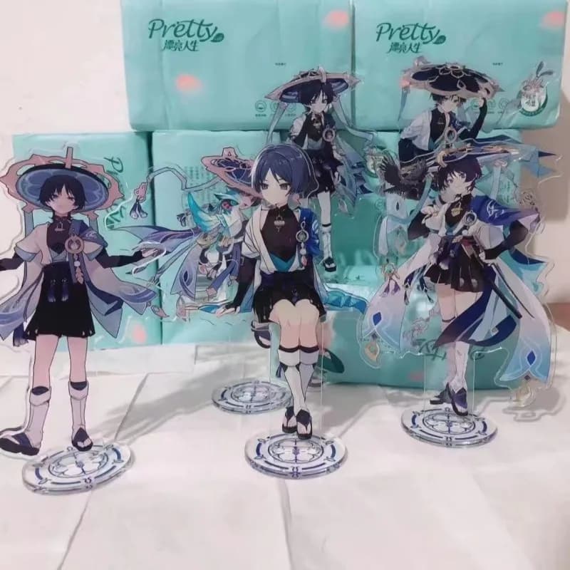 Yuanshen acrilico in piedi Tablet decorazione Wanderer personaggio Anime bambola mobile giocattolo materiale PVC all'ingrosso