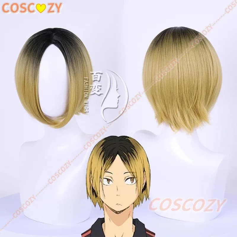 Nene 2025 Kozume Kenma Parrucche Cosplay High School Volleyball Club Parrucca corta/media/lunga nera dorata