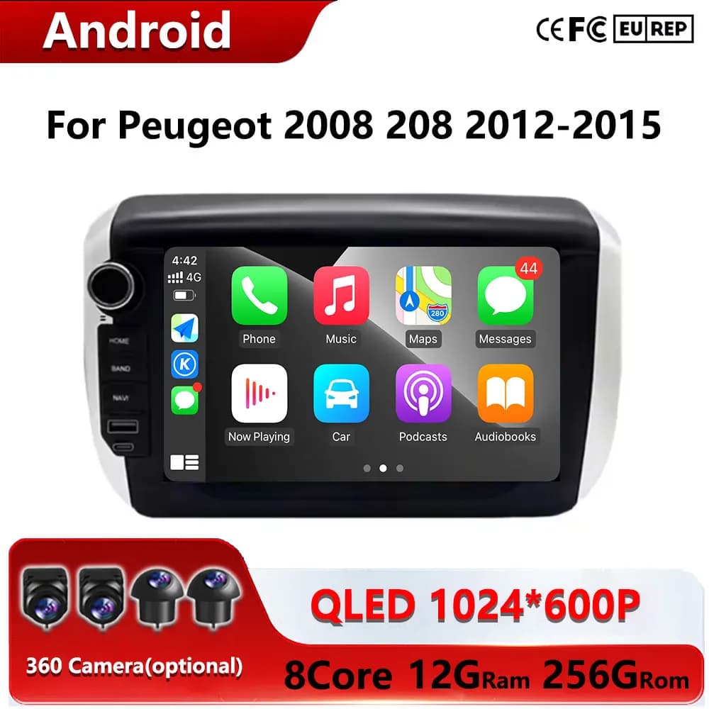 Android15 Car stereo Per Peugeot 2008 208 2012-2015 radio multimedia screen Bluetooth apple carplay android car wireless