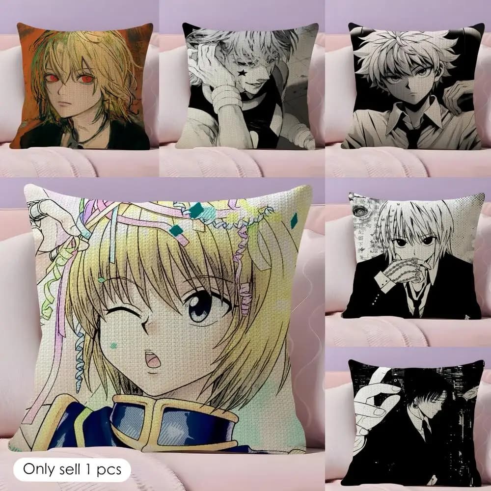 H-hunter x hunter Cushion Cover Natural Linen Double Sided Print Throw Pillow Case for Sofa Couch Home Decor