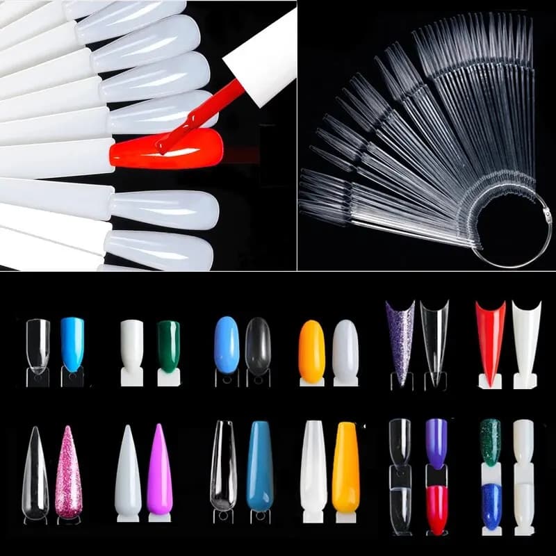 Espositori per Unghie Trasparenti in Colori Naturali, Cartella Campionario Unghie con Anello, Punte Finte per Unghie, Display per Pratica Smalto Gel per Nail Art