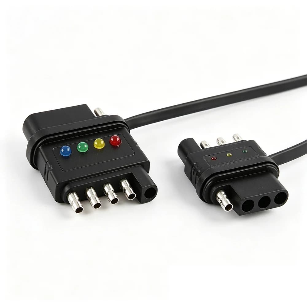 Dual Head 4 Pin 5 Pin Trailer Tester, 4/5 Way Trailer Light Wiring Tester with LED Indicators for Turn Signal Tail Light