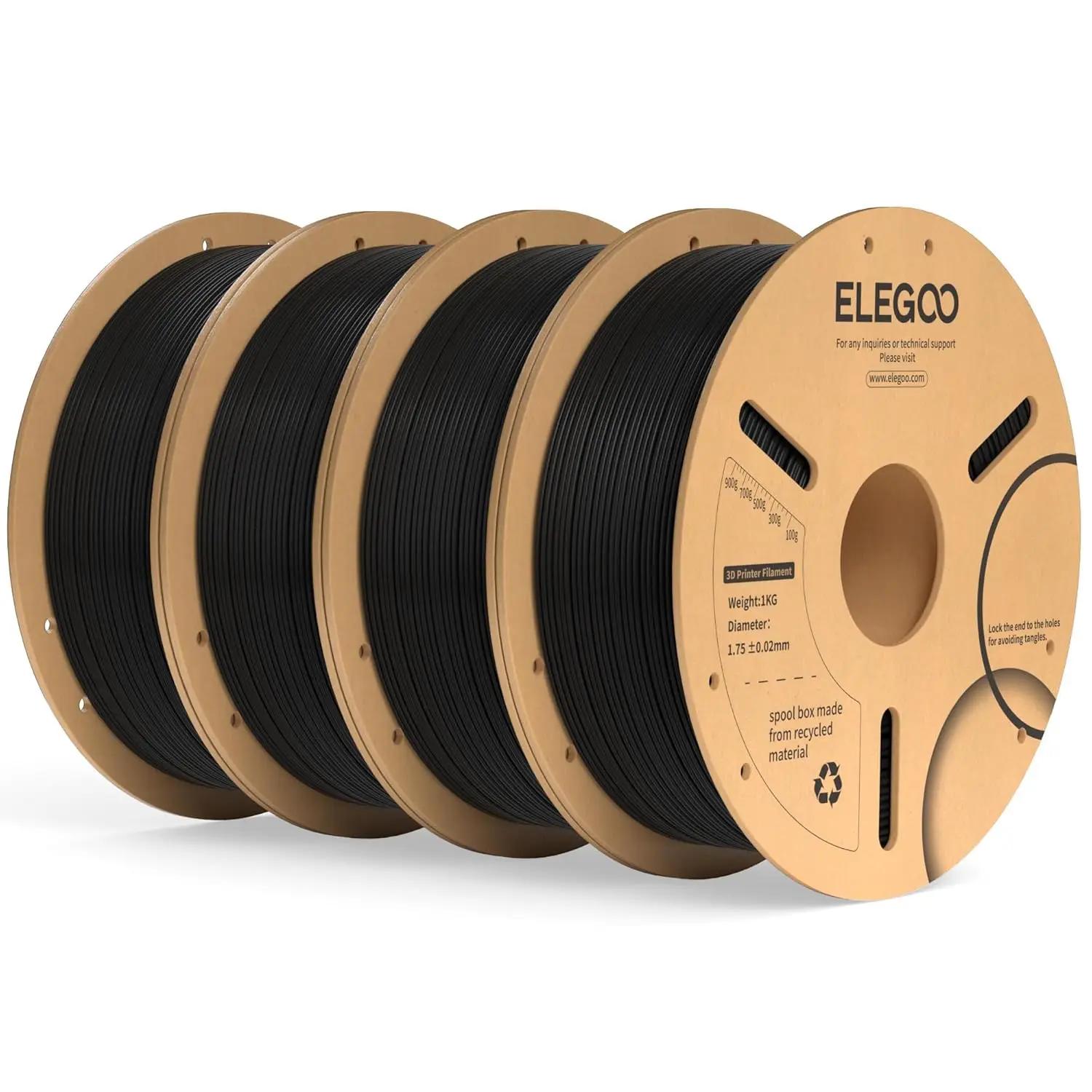 Filament PLA Plus 1.75mm Black 4KG, PLA+ More Resistant and Robust, 3D Pro Printer Filament, Dimensional Accuracy +/- 0.02mm