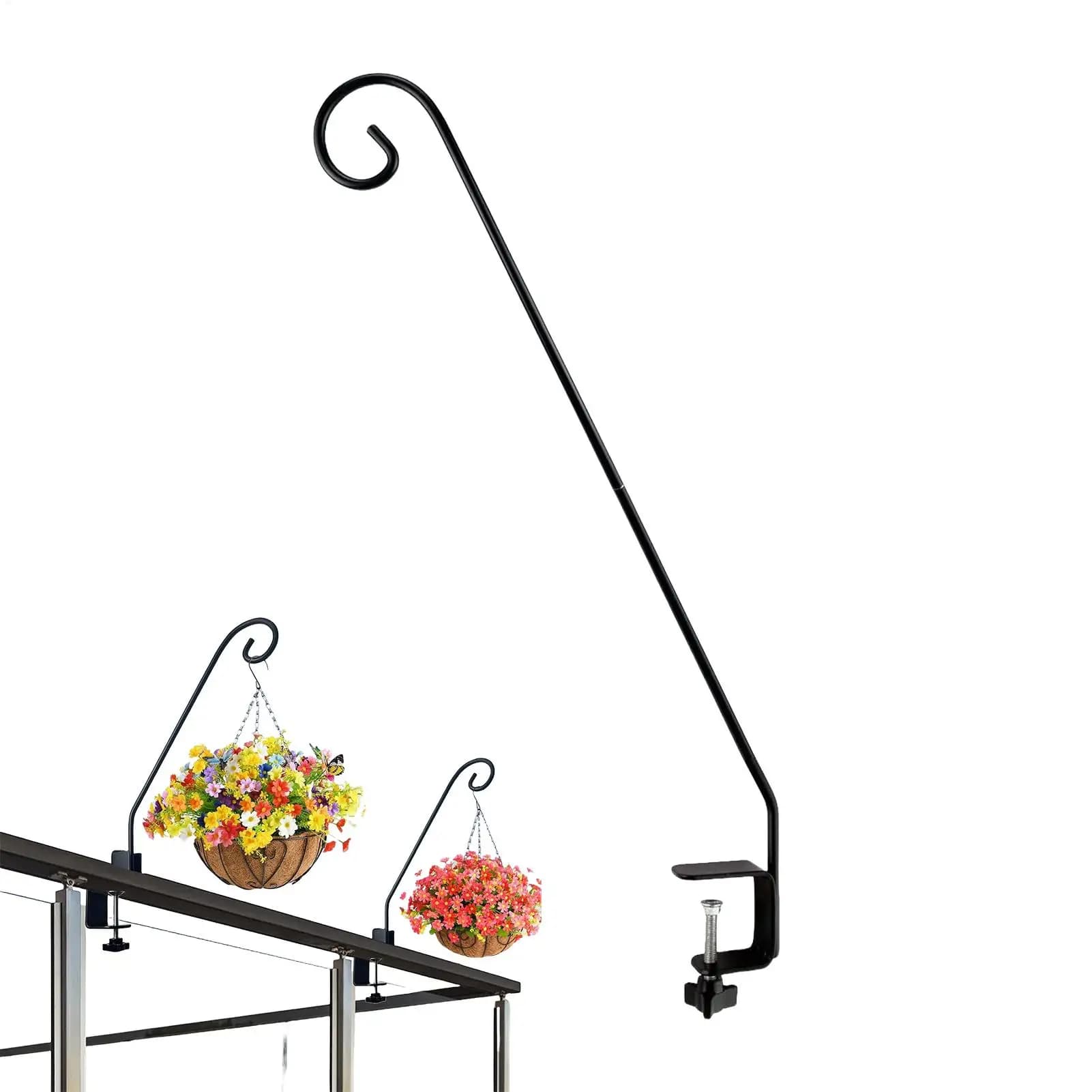 Deck Bird Feeder Hanger for Railing Clamp-On Heavy Duty Outdoor Deck Hook Railing Mount Bird Feeder Plant Display Hummingbird