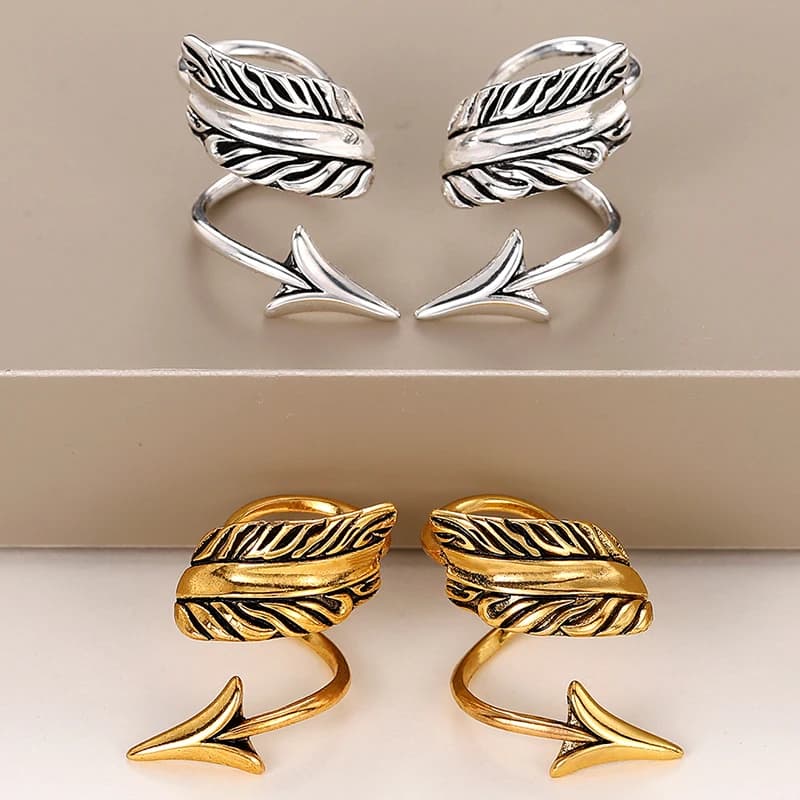 Huitan Vintage Design Arrows Shaped Clip Earrings for Women Ear Cartilage Earrings Non-piercing Accessories Personality Jewelry