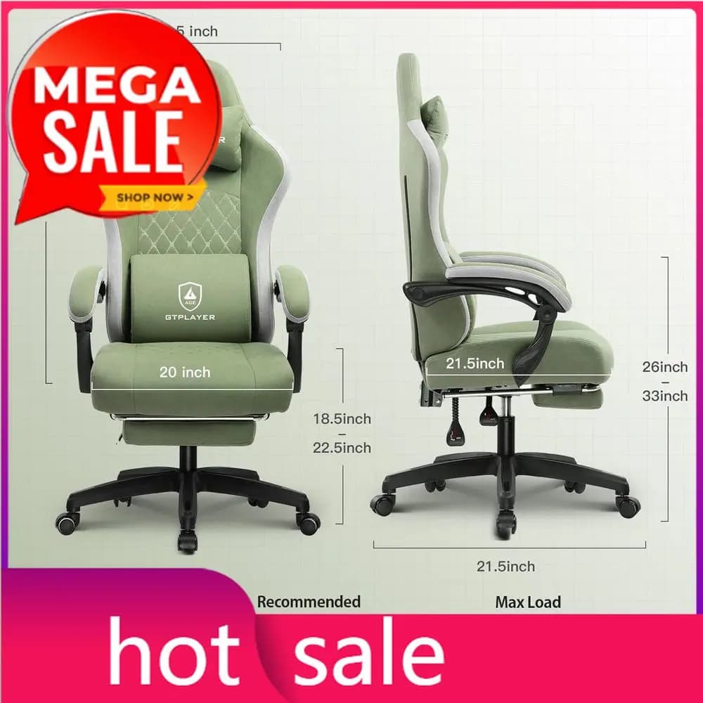 Sedia da Gaming Ergonomica con Schienale Alto, Cuscino Pneumatico, Braccioli Regolabili e Poggiapiedi per un Comfort Ottimale durante il Lavoro al Computer