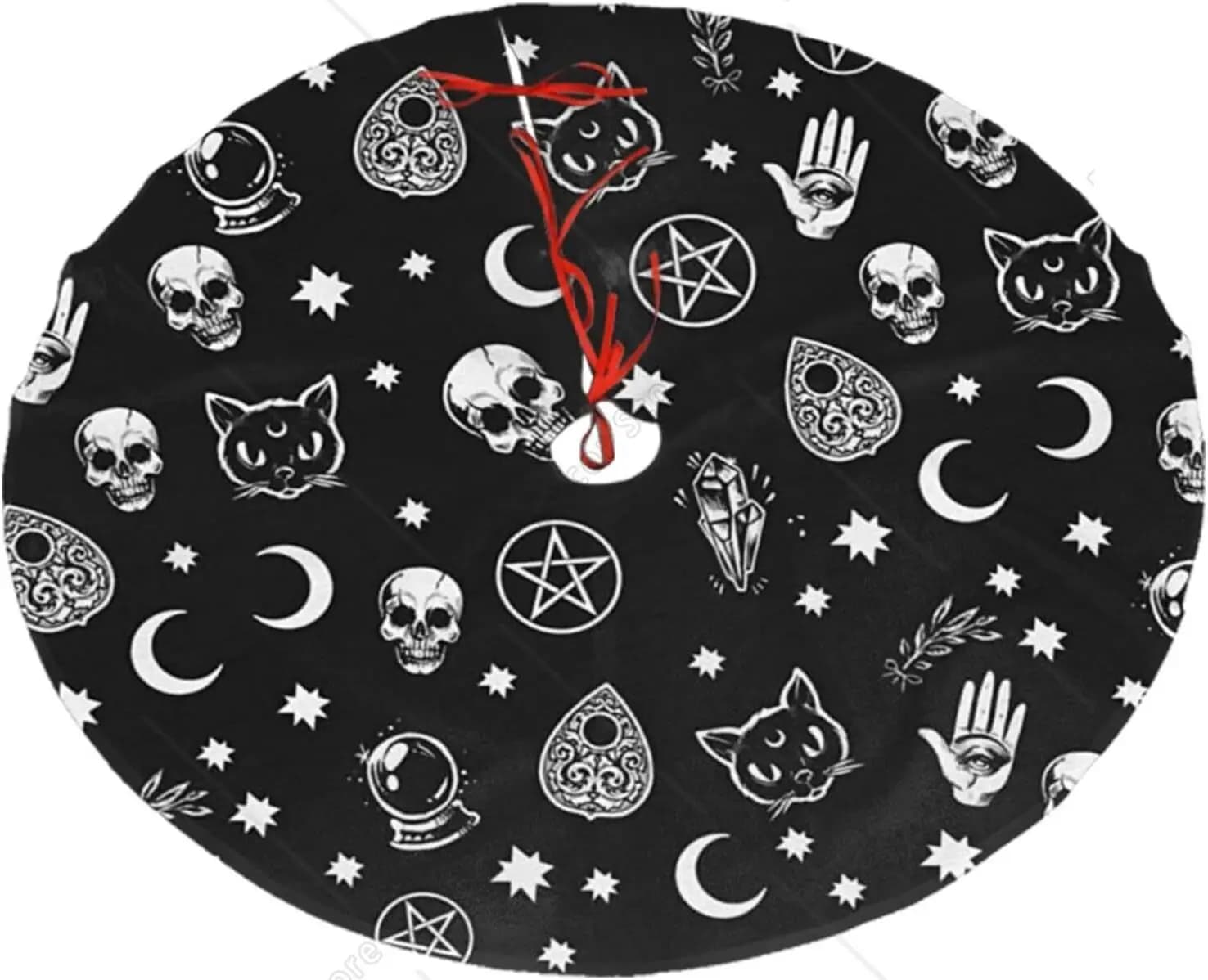 Teschio Gatto Luna Modello gotico Gonna per albero di Natale Ornamento Peluche Gonna per albero di Natale Festa per le vacanze