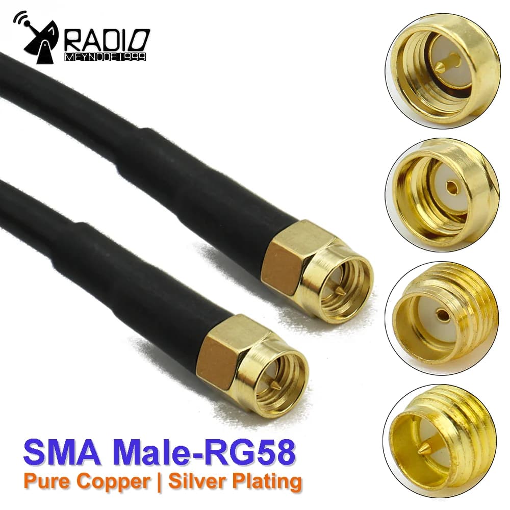 RG58 Cavo da SMA a SMA Maschio a Maschio ponticello di estensione Pigtail maschio Cavo adattatore il mio cavo antenna SMA per WIFI 3G 4G GSM Antenna