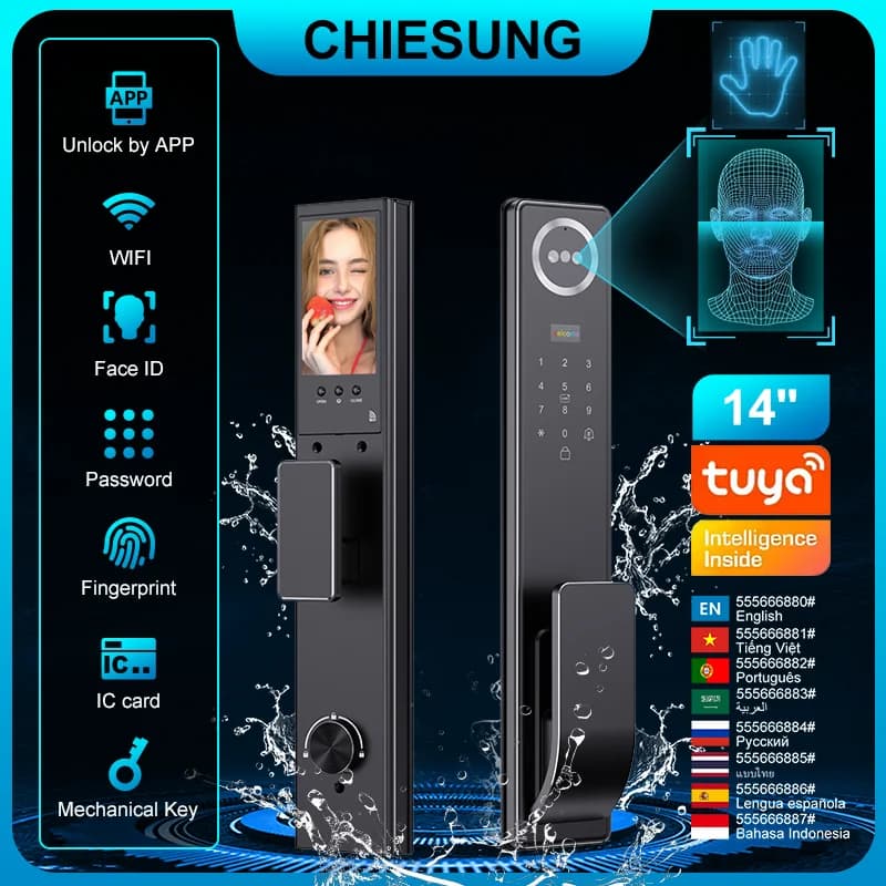 Serratura impermeabile esterna Wifi Tuya APP Citofono vocale remoto Serratura elettronica Serratura intelligente per impronte digitali con fotocamera