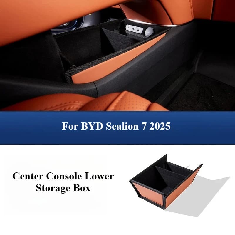Per BYD Sealion 7 2025 Car Center Console Scatola portaoggetti inferiore In pelle Aumenta l'organizzatore Pieghevole Accessori per la conservazione degli interni dell'auto