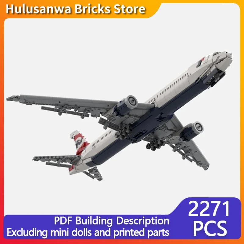 777-300er Civil Airliner Model MOC Building Bricks War Equipment Modular Technology Assemble Children Toys Suit Gifts Holiday