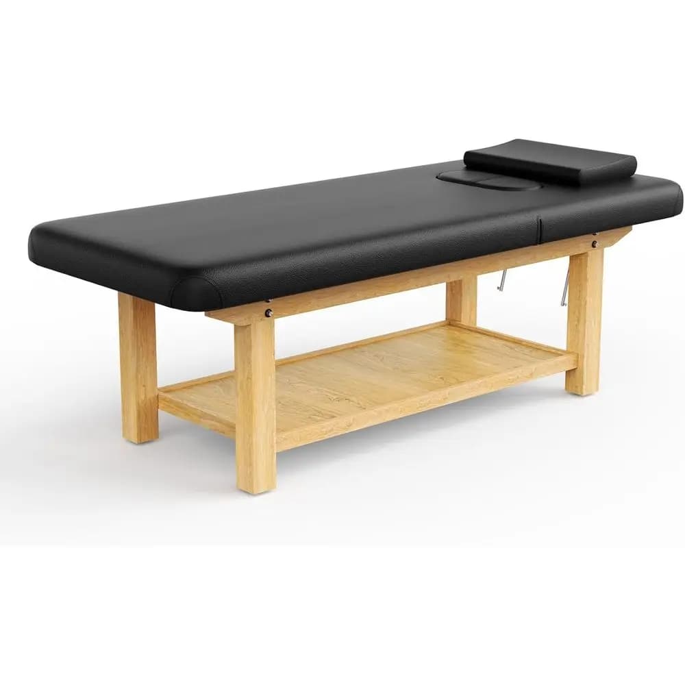 Massage and Treatment Table with Spa Bed, 31.5 Wide × 75 Long, Black, 4-Legged Structure