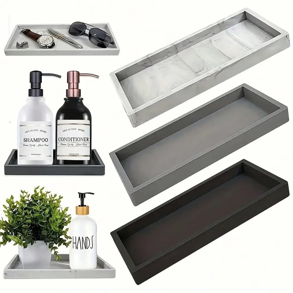 1 Pack Bathroom Tray Silicone Jewelry Tray Soft Toilet Table Decorative Bath Tray Organizer Suitable for Toiletries