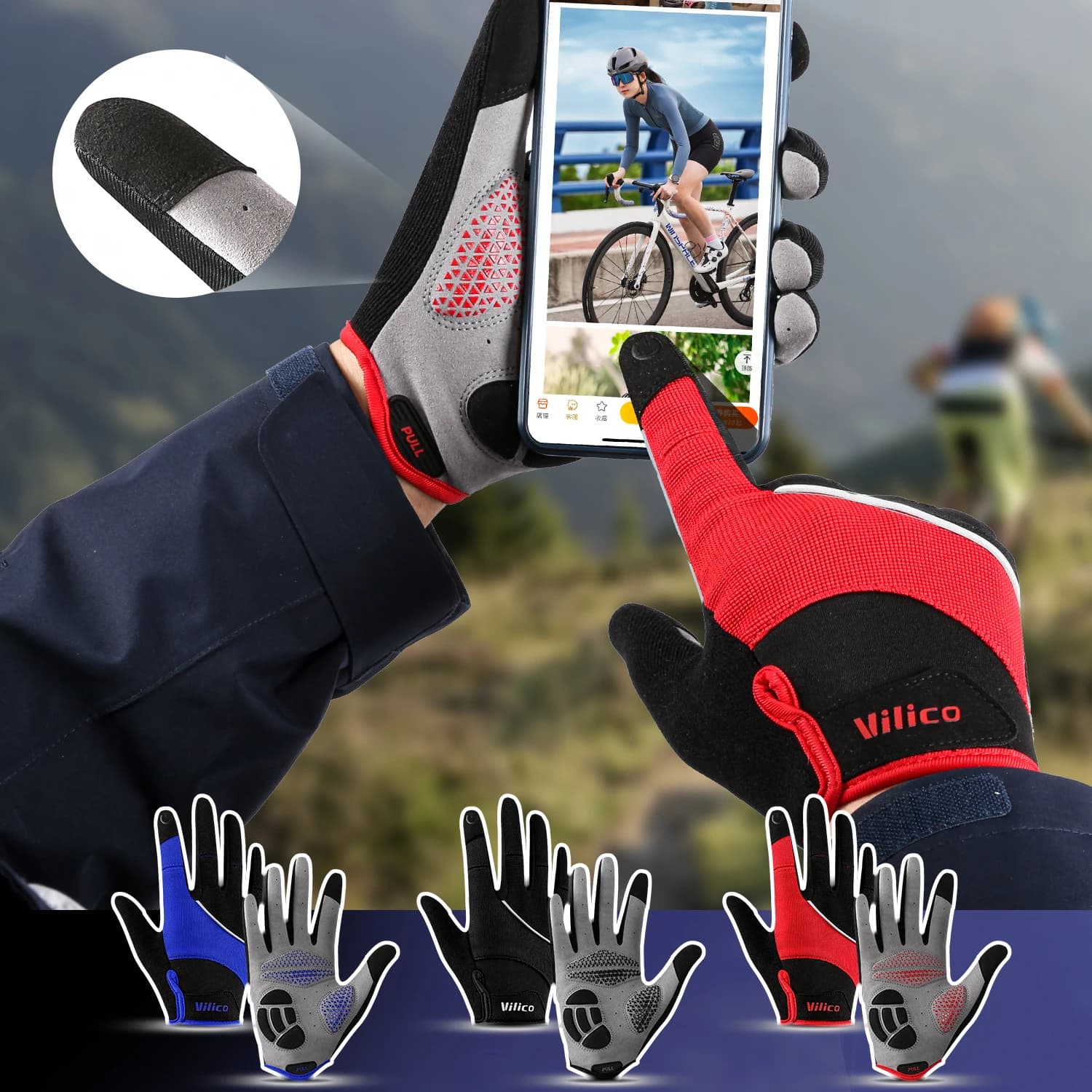 Cycling Gloves MTB Touch Screen Black Man Women Road Bike Gloves Silicone Gym Bike Gloves