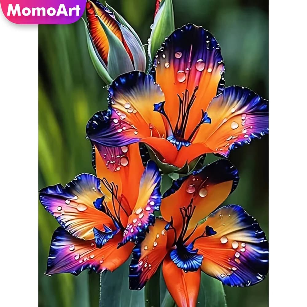 Momoart 5D DIY Diamond Painting Lily Flower Diamond Mosaic Acrylic Craft Supplies Embroidery Beaded Home Bedroom Wall Artwork
