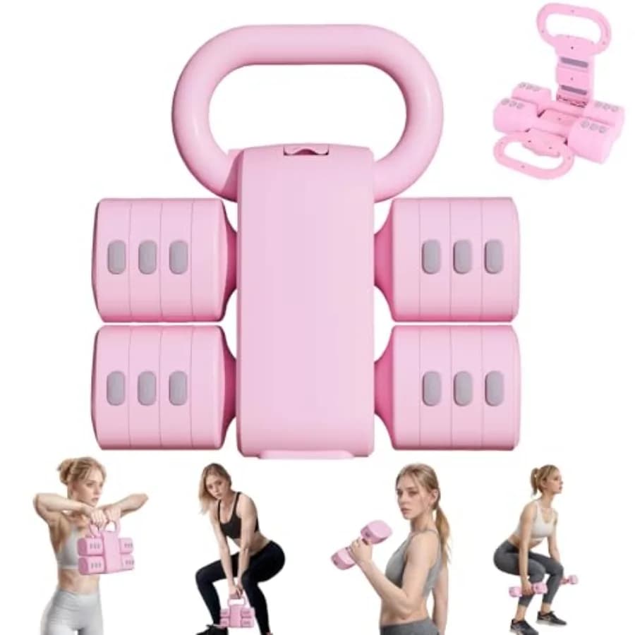 4-in-1 Adjustable Kettlebell Set, 2.5 kg Free Weights, 3.5 kg, 4.5 kg, 5.5 kg for Women, Manubri Set