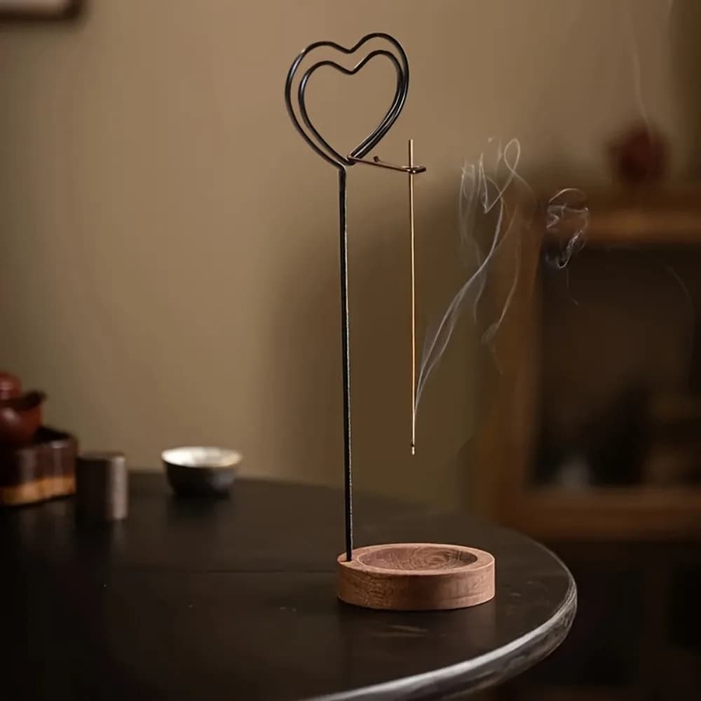 Bruciatore di incenso creativo in legno capovolto Base stabile Supporto per incenso Porta bastoncini di incenso rotondo Ornamento per la casa