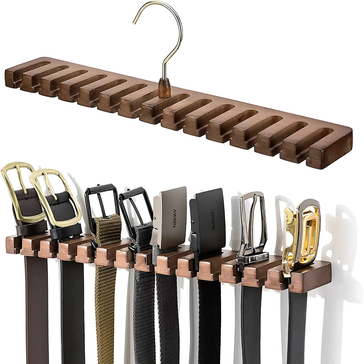 Organizzatore Multifunzionale per Cinture e Cravatte da 1-12 Pezzi, Appendiabiti da Armadio, Organizer per Casa e Guardaroba