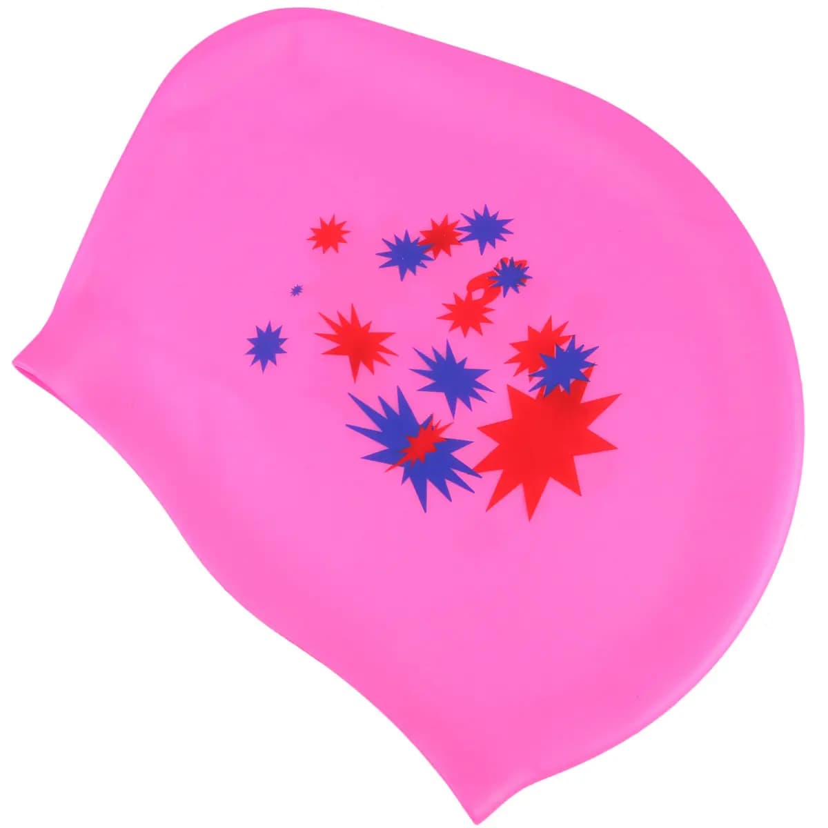 Star Pattern Silicone Swimming Cap Waterproof Elastic Swim Hat Pink Long Hair Ear Protection Women Swimming Cap