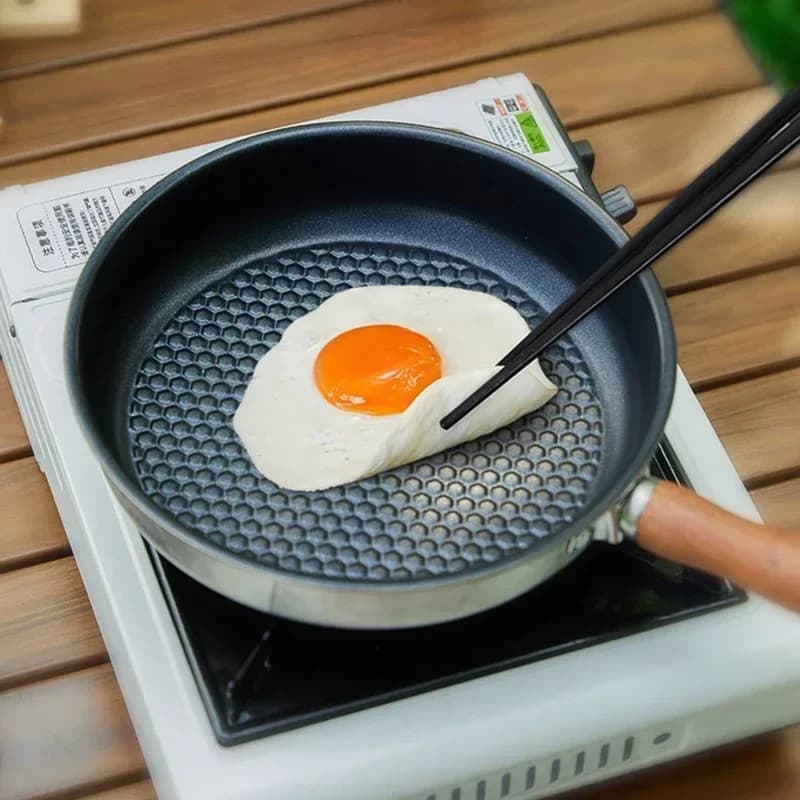 MOUNTAINHIKER Upgrade Camping Non-stick Frying Pan Breakfast Pancake Pot Stainless Steel Cooking Food Induction Cooker Fry Pan