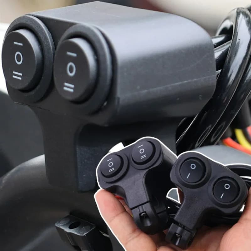 Motorcycle Dual Button Light Bar Switch Universal 2/3-Pin on/Off Handlebar Control for LED Headlight Fog Light Electric Scooter