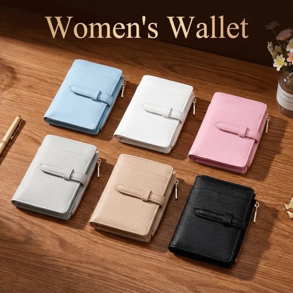 Wear-resistant PU Women's Wallet 2 Folds Multi-Cards Slot Mini Coin Pocket Portable Waterproof Credit Cards Holder Student