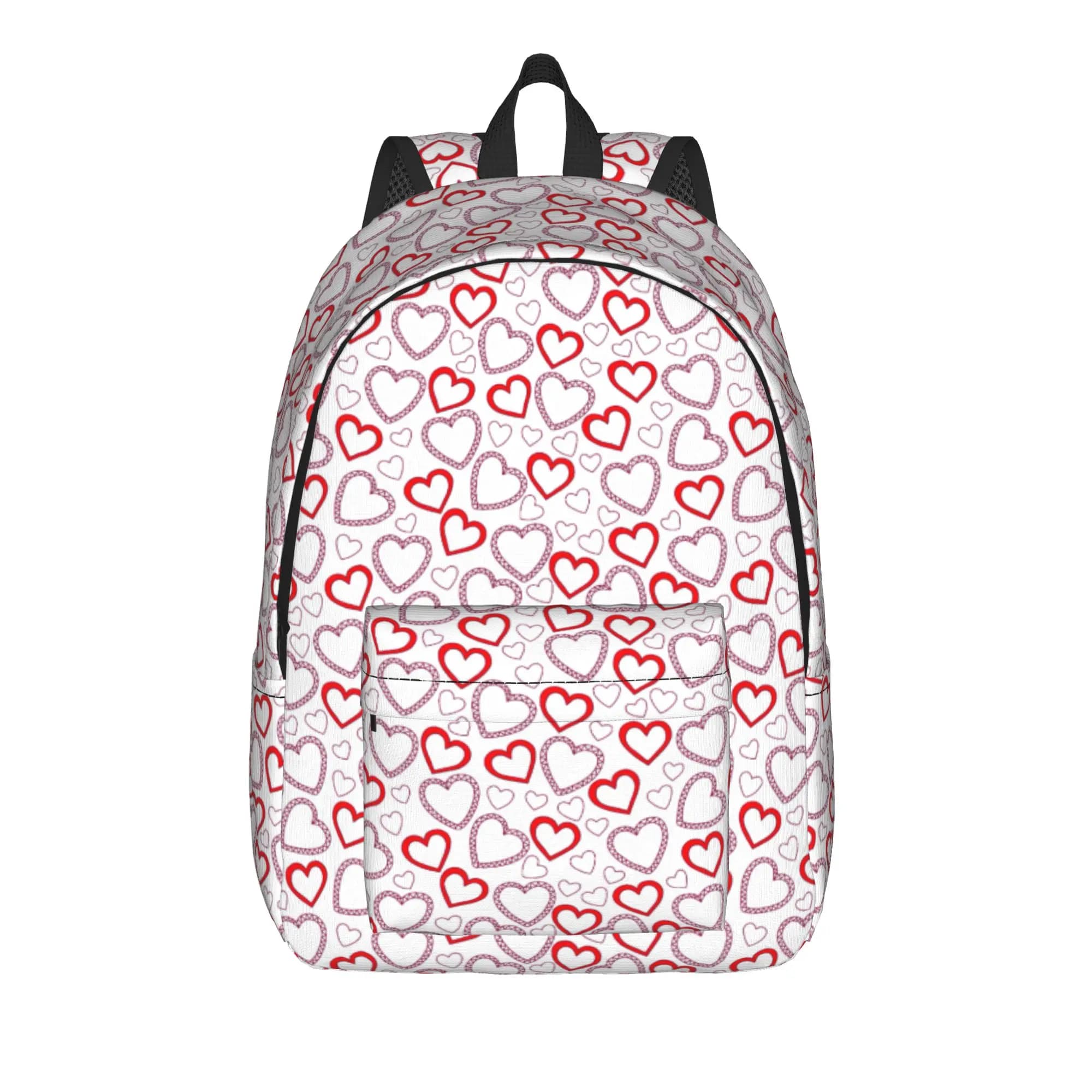 Love Heart Pattern Backpack for Men Women Teenage Student Work Daypack Valentine's Day Laptop Computer Shoulder Bag Lightweight