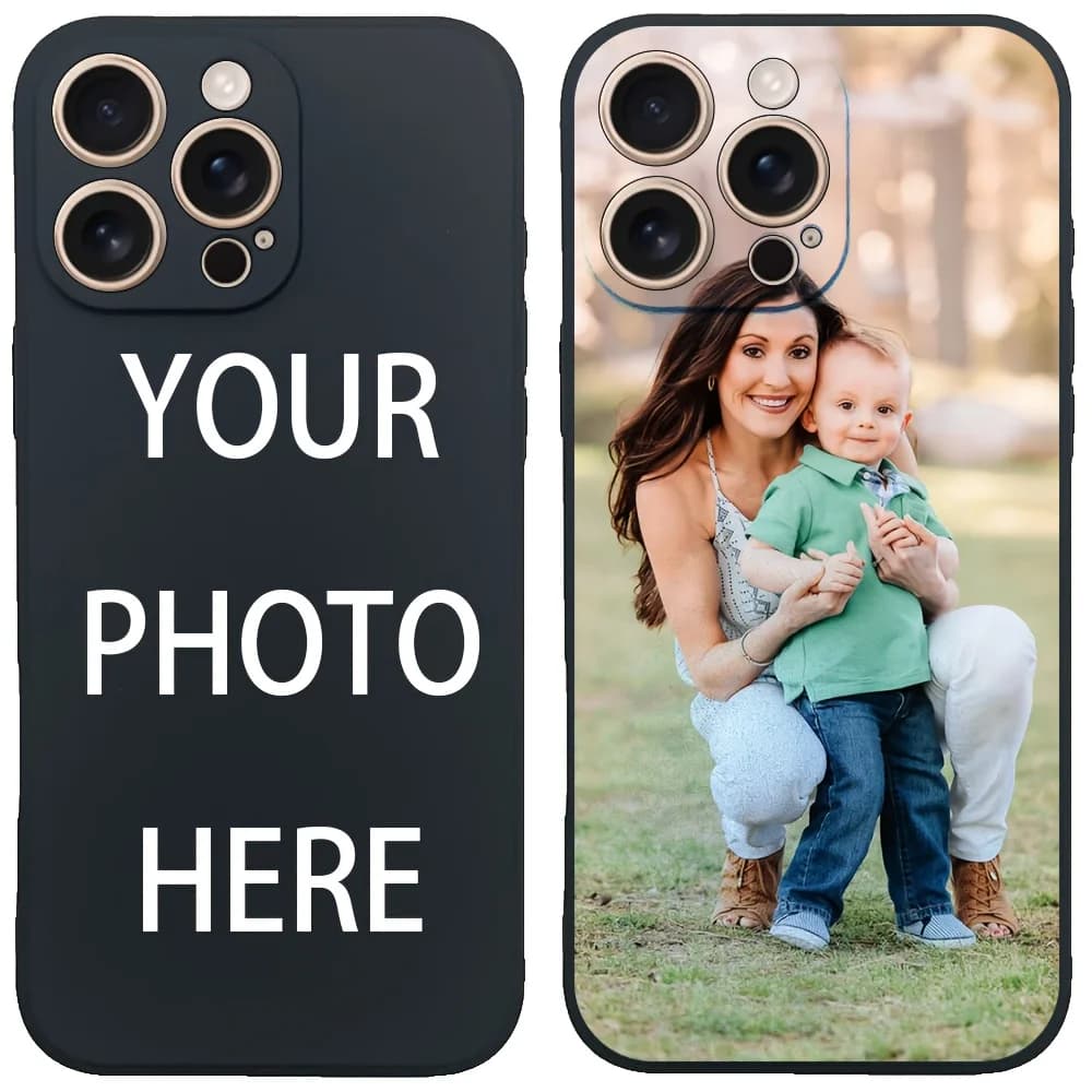 Custodia Nera Personalizzata in TPU per iPhone SE 2020 2022 X XS XR 17 Air 16e 16 15 14 11 Pro Max 12Mini 13Mini 7 8 Plus
