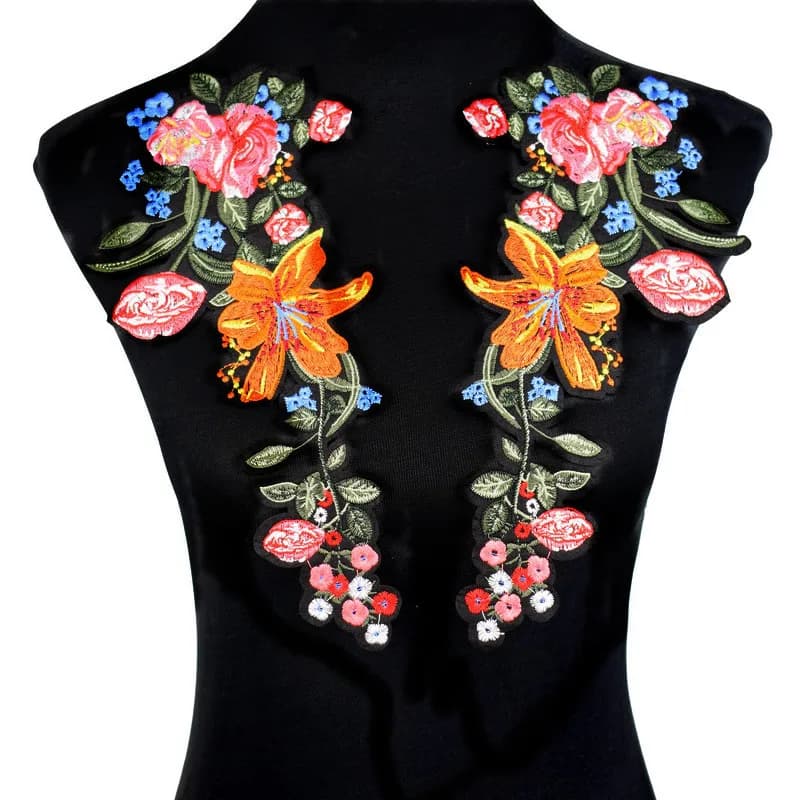 2 pezzi/set toppe ricamate con applicazioni di fiori rosa termoadesive per abbigliamento, abiti da sera, applicazioni, toppe per cucire, forniture artigianali
