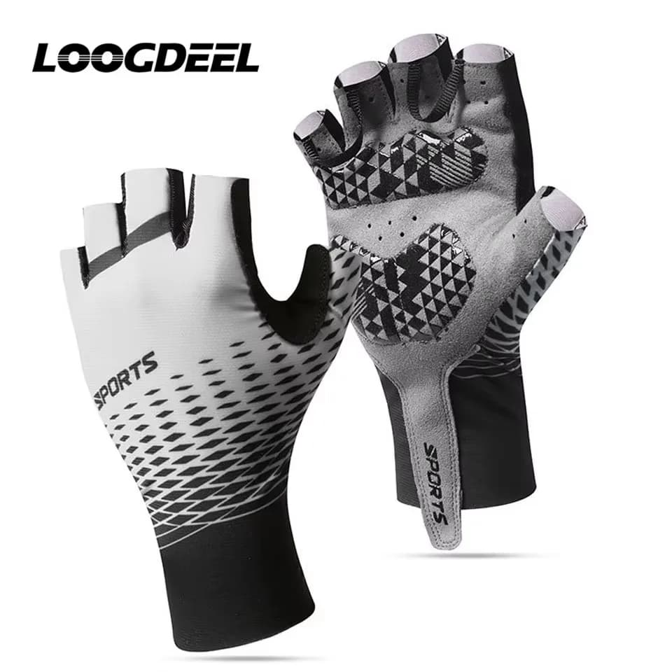 LOOGDEEL 1 Paio di Guanti da Ciclismo Mezze Dita Antiskivolo per Bici Corsa, MTB, Sport, Anti-hurt e Traspiranti per Uomo