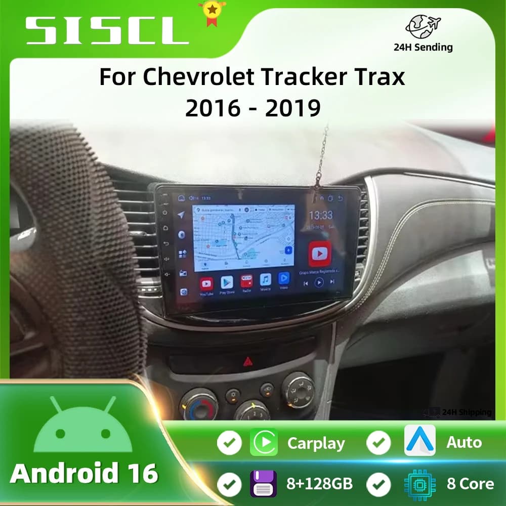Autoradio Android 16 per Chevrolet Tracker Trax 2016-2019 con GPS, Navigazione, Lettore Multimediale Video, Bluetooth, DSP, 4G e Carplay