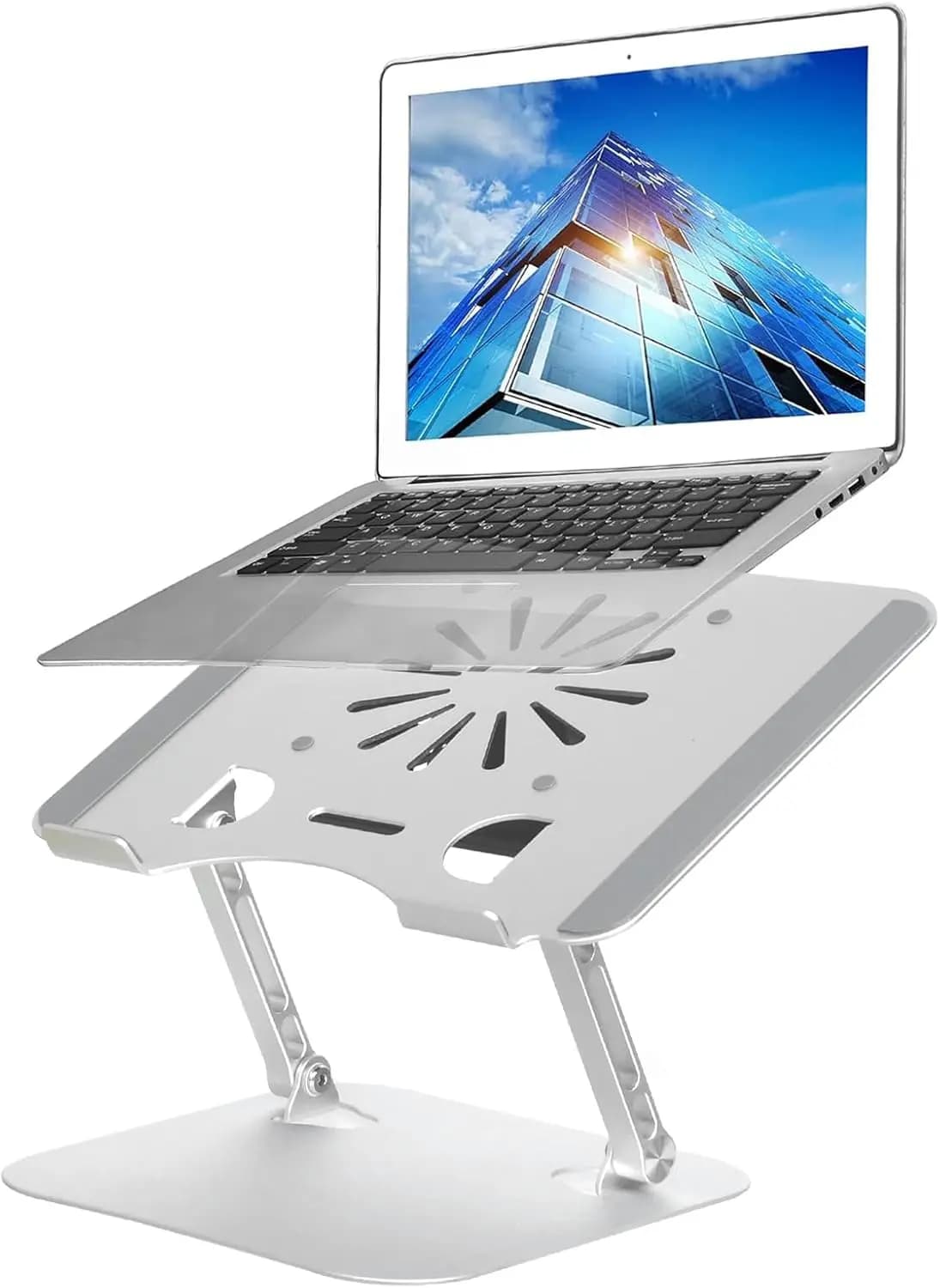 Supporto Regolabile per Laptop con Ventola di Raffreddamento, Supporto per Computer in Lega di Alluminio Multi-Angolo per Scrivania, Supporto Portatile in Metallo per Notebook