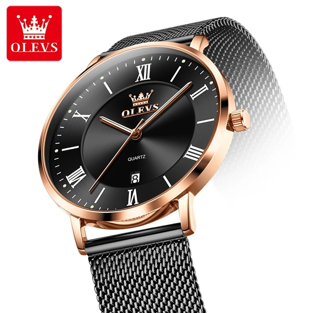 OLEVS Luxury Brand 2025 Men Watch Stainless Steel Waterproof Calendar Ultra Thin Quartz Watches Male Business Fashion Watches