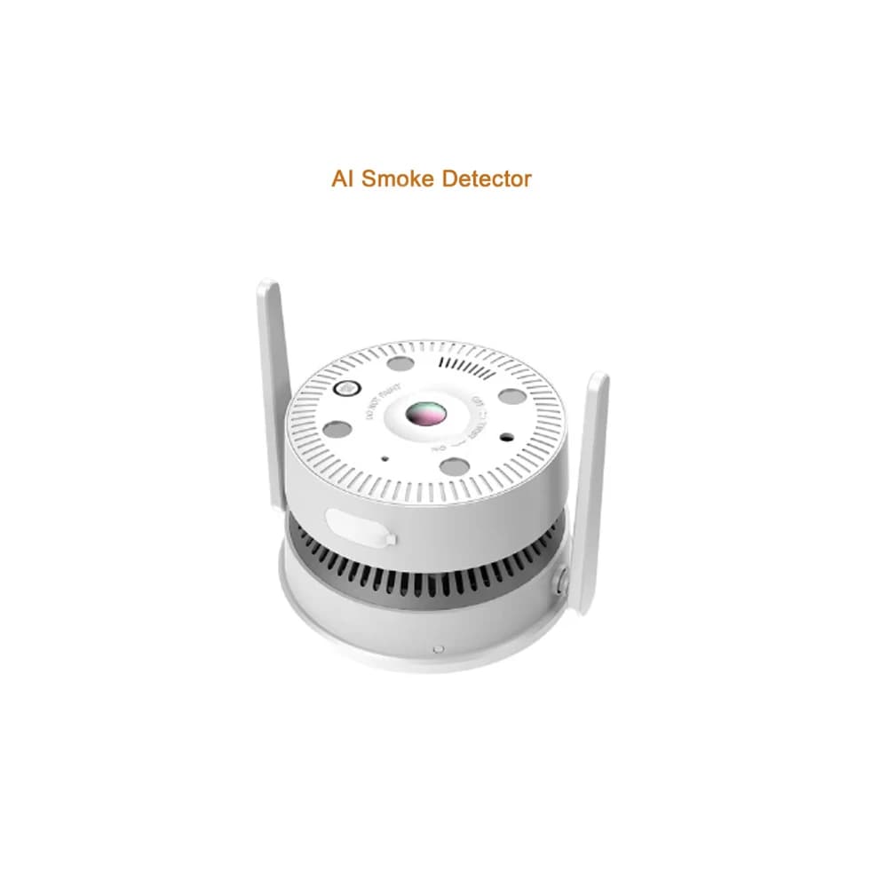 Warehouse Smoke Alarm Detector 4MP Wireless WiFi Network Color Night Vision Icsee Security Camera AI Fire Smoke Alarm Detector