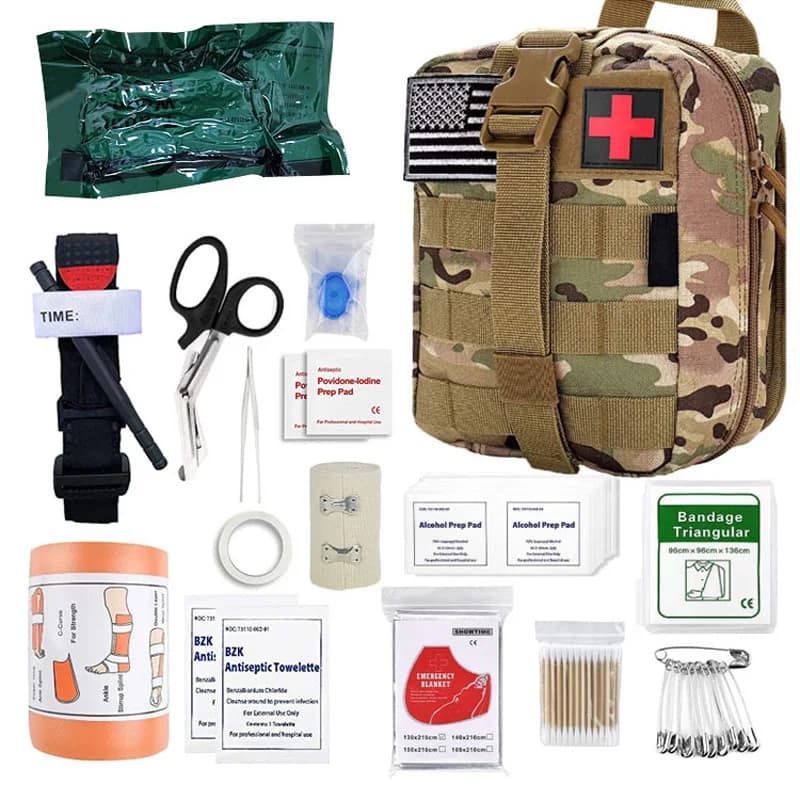 46-Piece Survival First Aid Kit with Molle IFAK for Outdoor Gear Emergency Trauma Bag Ideal for Camping Hunting Hiking Home Car