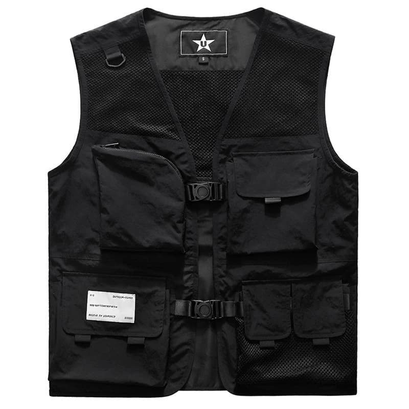 Summer Mens Lightweight Multi-pocket Vests Man V Neck Breathable Mesh Sleeveless Jackets Outwear Men Fishing Cargo Waistcoats