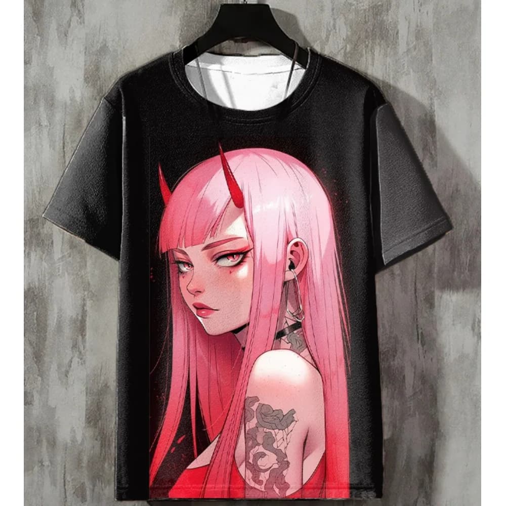 Anime Men's T-shirt Sexy Beauty 3D Printed T-shirts Harajuku Tees Short Sleeved Tee Casual Loose Oversized Men Y2k Clothing Tops