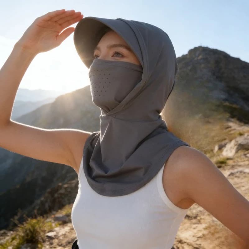 Solar Protective Mask for Women, Integral Summer Copricapo, New Anti UV Ice Silk Cover for Cycling, Breathable